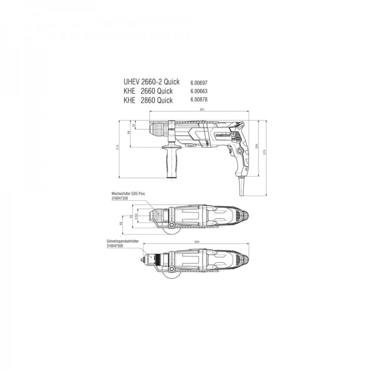 Перфоратор Metabo KHE 2860 Quick (600878510) - фото 3