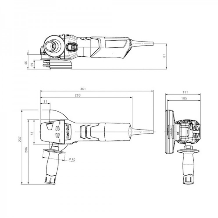 Кутова шліфувальна машина Metabo W 9-100 (600350010) - фото 1