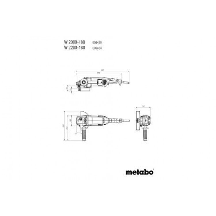 Кутова шліфувальна машина Metabo W 2200-180 (606434010) - фото 3