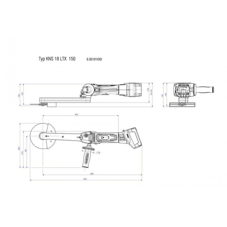 Акумуляторна шліф.машина для тяжкодоступних місць Metabo KNS 18 LTX 150 Inox каркас - фото 5