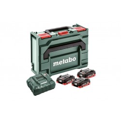 Комплект акумуляторних батарей Metabo LiHD 3х4 Аг 18 В з зарядним пристроєм в кейсі