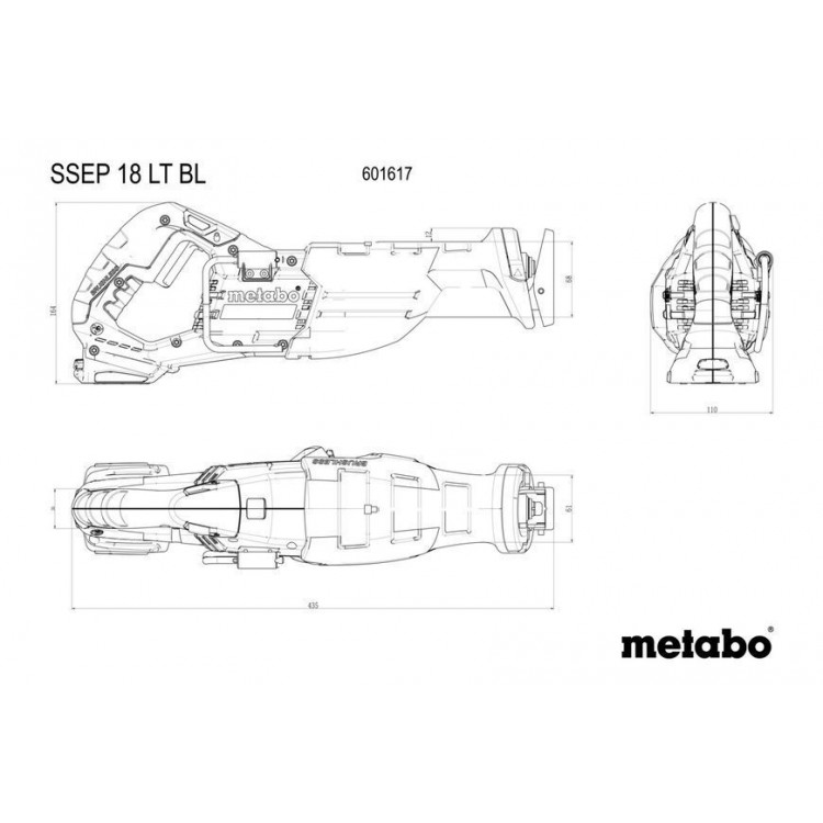 Акумуляторна шабельна пила Metabo SSEP 18 LT BL каркас - фото 5