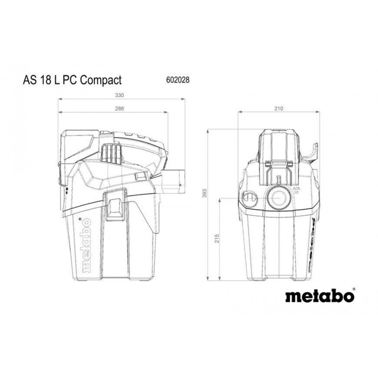 Акумуляторний пилосос Metabo AS 18 L PC Compact каркас - фото 3