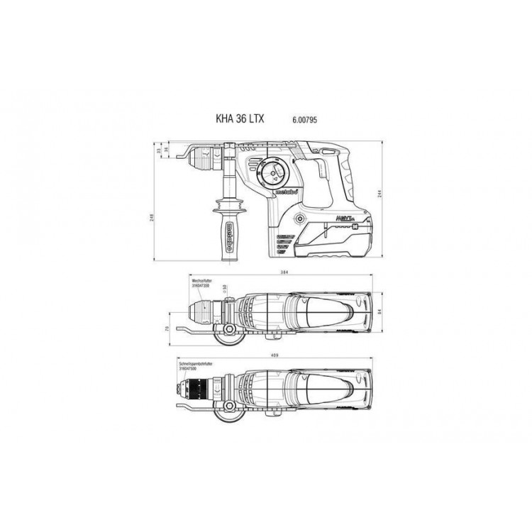 Акумуляторний перфоратор Metabo KHA 36 LTX каркас в кейсі - фото 6
