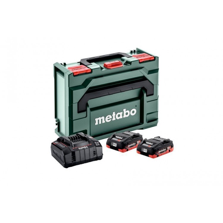 Комплект акумуляторних батарей Metabo LiHD 2х4 Аг 18 В з зарядним пристроєм в кейсі
