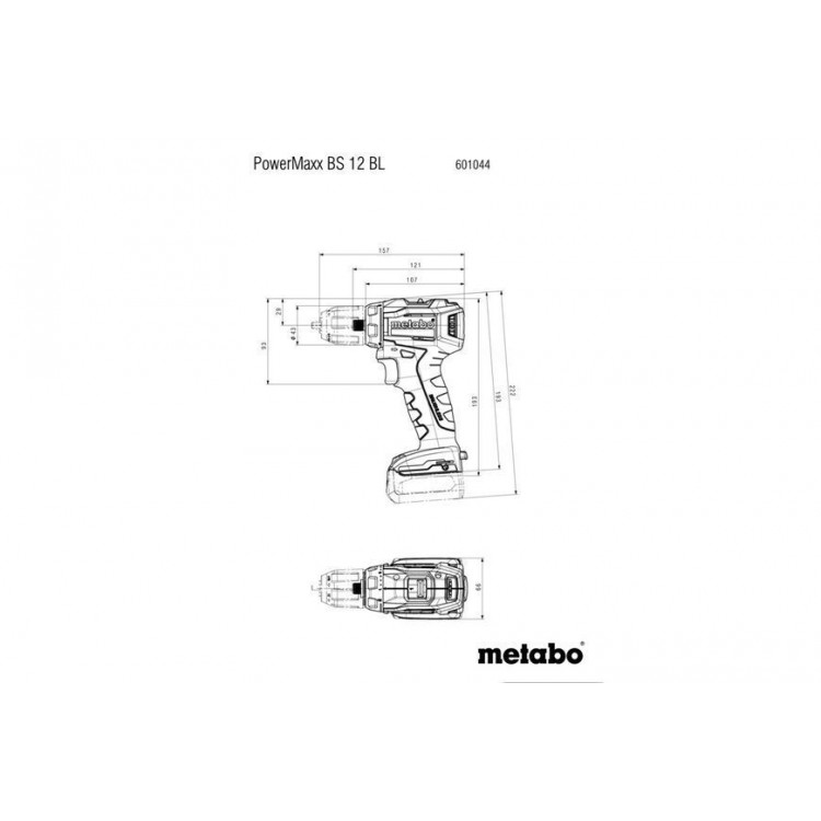 Акумуляторний дриль-шурупокрут Metabo PowerMaxx ВS 12 BL каркас - фото 1