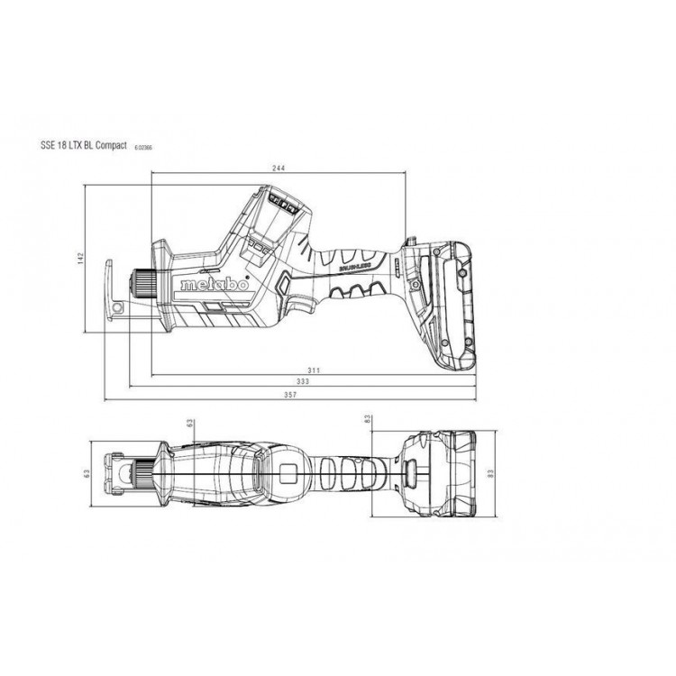 Акумуляторна шабельна пила Metabo SSE 18 LTX BL Compact каркас в кейсі - фото 6