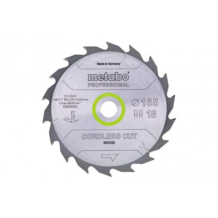 Пильный диск Metabo PROFESSIONAL, по дереву 165x20x1.6, 18 зубъев
