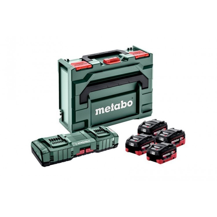 Комплект акумуляторних батарей Metabo LiHD 4х10 Аг 18 В з зарядним пристроєм в кейсі