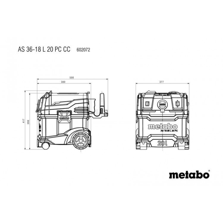 Акумуляторний пилосос Metabo AS 36-18 L 20 PC-CC каркас - фото 8