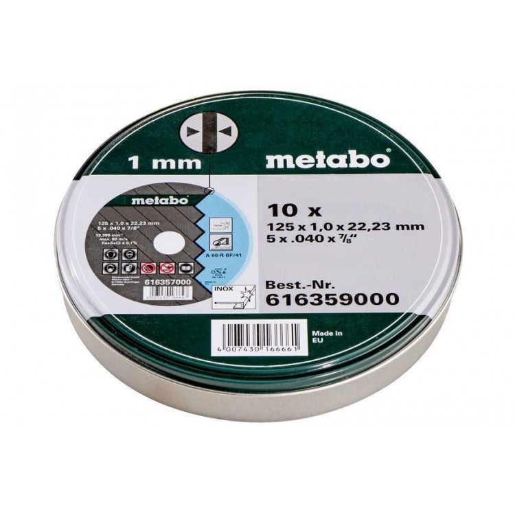 Набор отрезных кругов Metabo 125 мм 10 штук