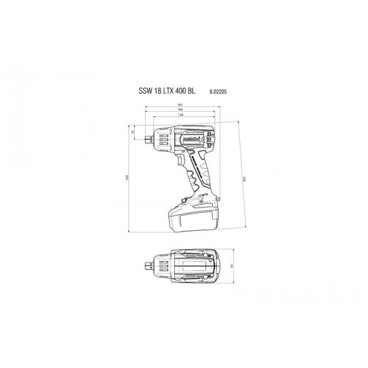 Акумуляторний ударний гайкокрут Metabo SSW 18 LTX 400 BL каркас - фото 5