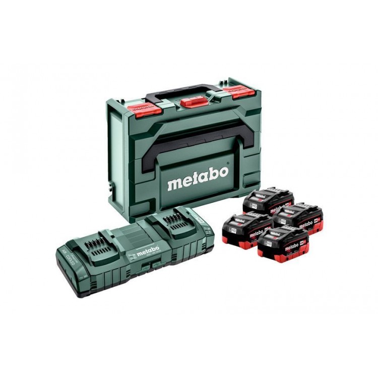 Комплект акумуляторних батарей Metabo LiHD 4х8 Аг 18 В з зарядним пристроєм в кейсі