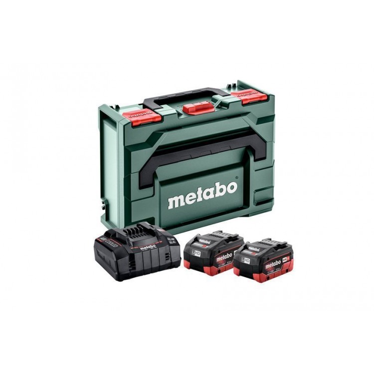 Комплект акумуляторних батарей Metabo LiHD 2х5.5 Аг 18 В з зарядним пристроєм в кейсі