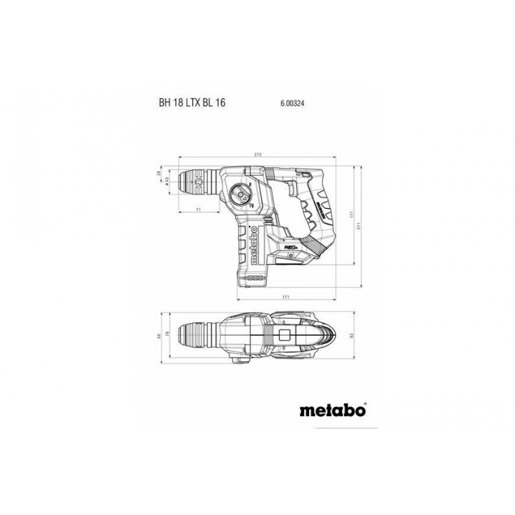 Акумуляторний перфоратор Metabo BH 18 LTX BL 16 каркас в кейсі - фото 7
