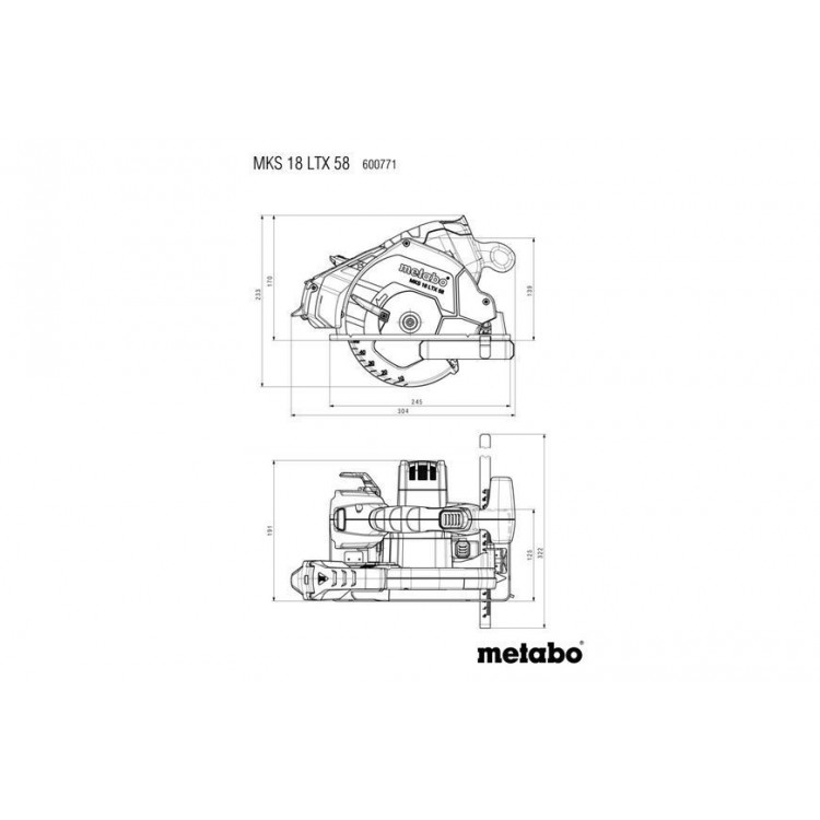 Акумуляторна ручна дискова пила по металу Metabo MKS 18 LTX 58 каркас - фото 5