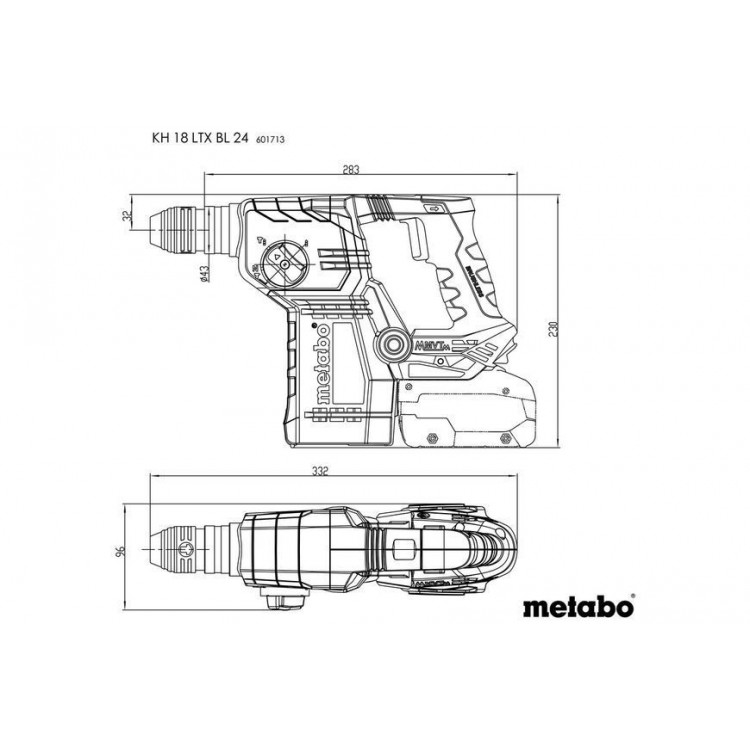 Акумуляторний перфоратор Metabo KH 18 LTX BL 24 каркас в кейсі - фото 3