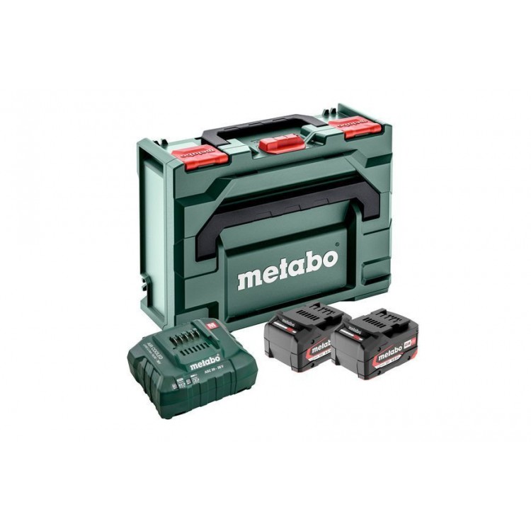 Комплект акумуляторних батарей Metabo Li-Power 18 В 2х4 Аг з зарядним пристроєм в кейсі