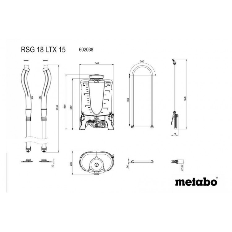 Акумуляторний ранцевий розпилювач Metabo RSG 18 LTX 15 каркас - фото 2