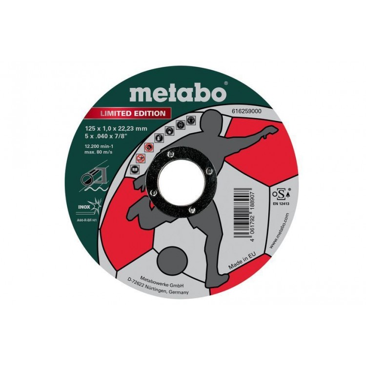 Отрезной круг Metabo LIMITED EDITION SOCCER 125x1,0x22,23 Inox