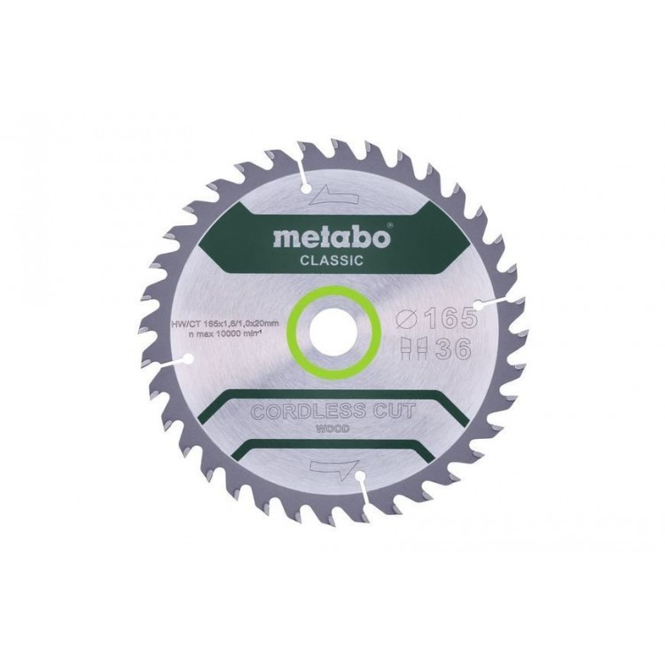 Пильный диск Metabo CLASSIC по дереву 165x20x1.6, 36 зубъев