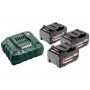 Комплект акумуляторних батарей Metabo Li-Power 18 В 3х4 Аг з зарядним пристроєм