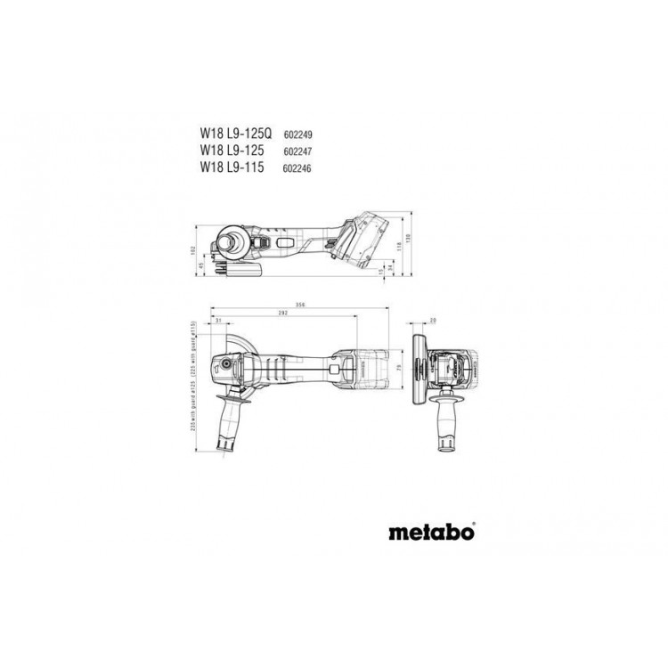 Акумуляторна болгарка Metabo W 18 L 9-125 Quick 3х4.0 Аг - фото 10