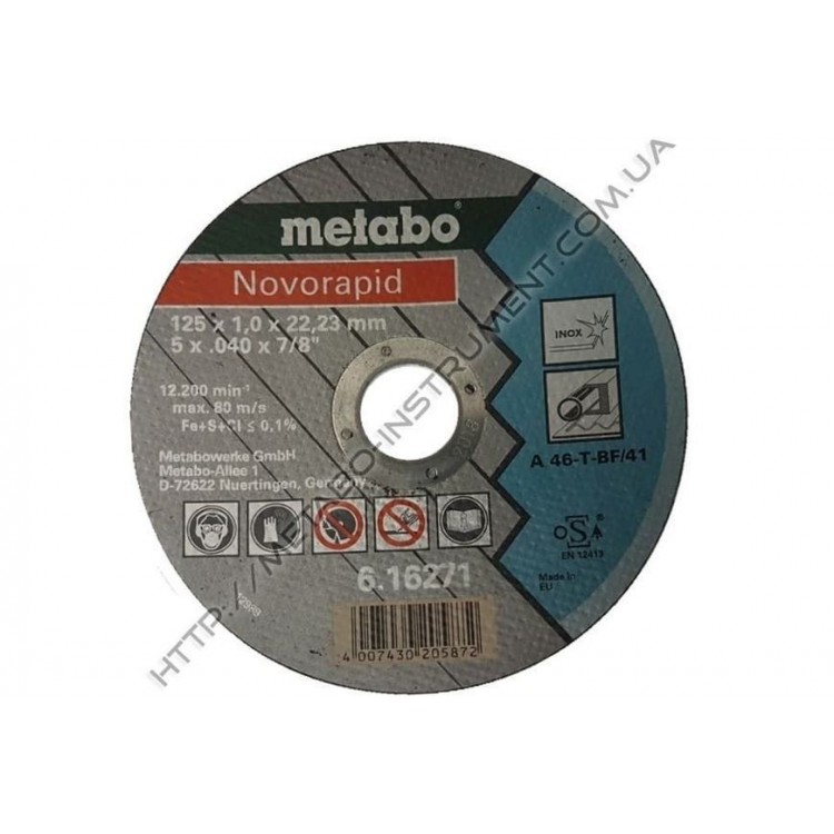 Отрезной круг Metabo Novorapid 125x1,0x22,23 Inox