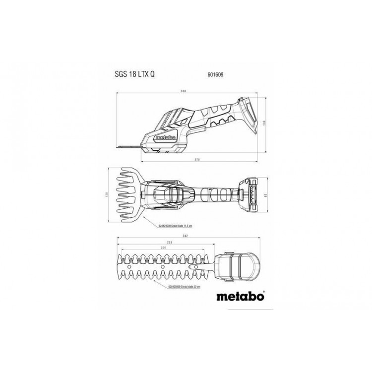 Акумуляторні ножиці для кущів та трави Metabo SGS 18 LTX Q каркас - фото 9