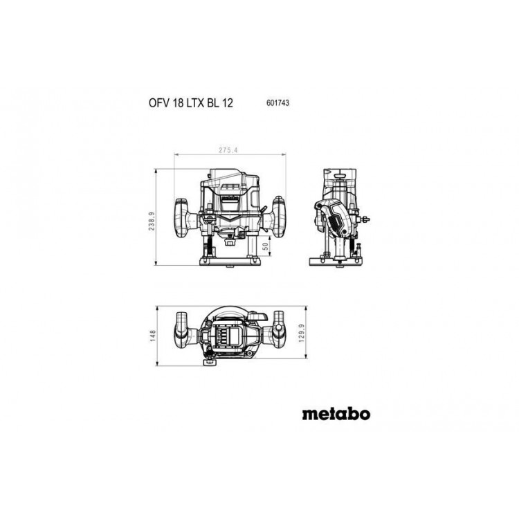 Акумуляторний фрезер Metabo OFV 18 LTX BL 12 каркас - фото 4