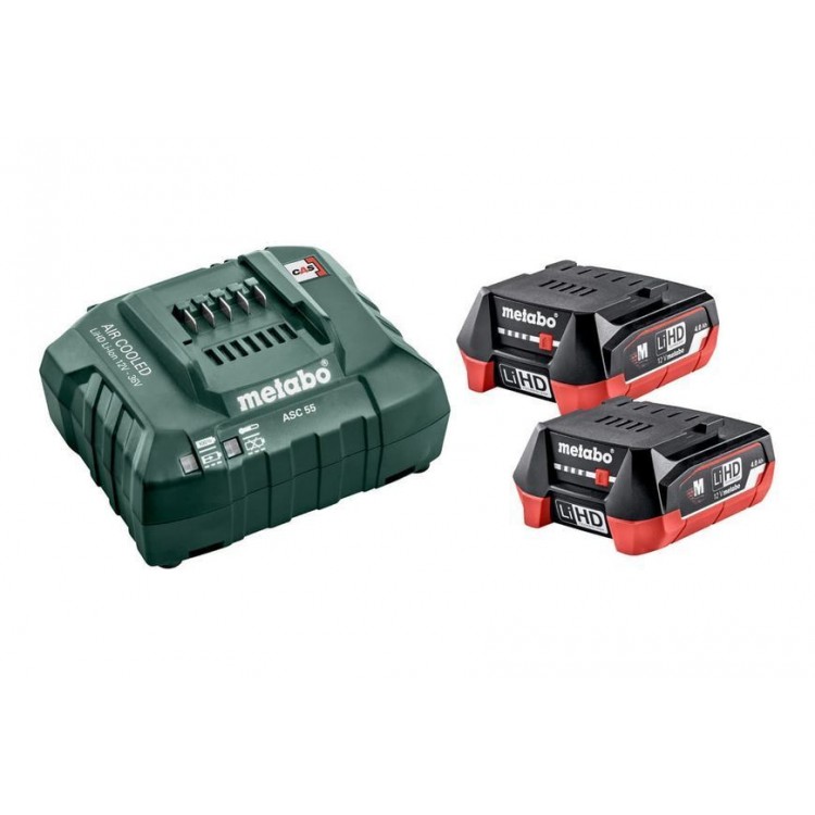 Комплект акумуляторних батарей Metabo LiHD 2х4 Аг 12 В з зарядним пристроєм