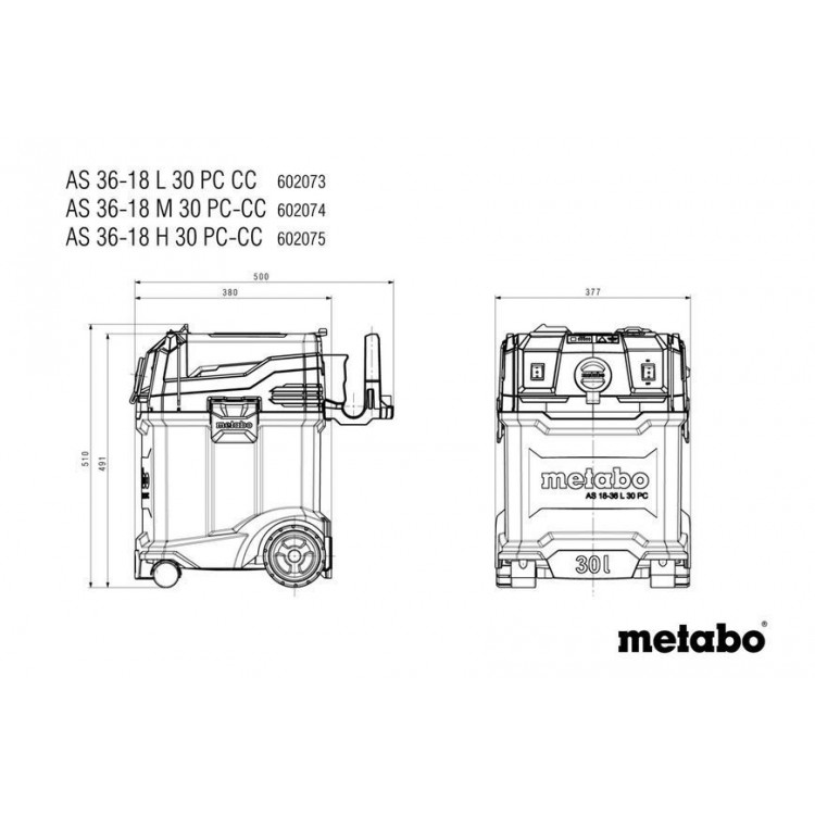 Акумуляторний пилосос Metabo AS 36-18 H 30 PC-CC каркас - фото 5