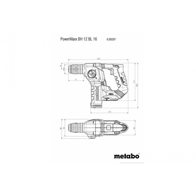 Акумуляторний перфоратор Metabo PowerMaxx BH 12 BL 16 каркас - фото 4
