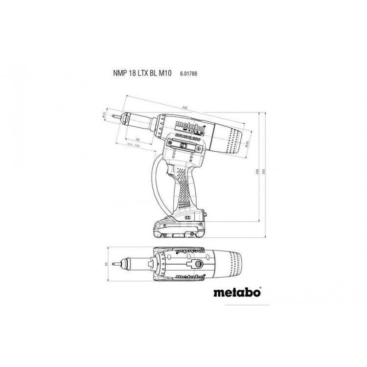 Акумуляторний пістолет для різьбових заклепок Metabo NMP 18 LTX BL M10 каркас в кейсі - фото 6