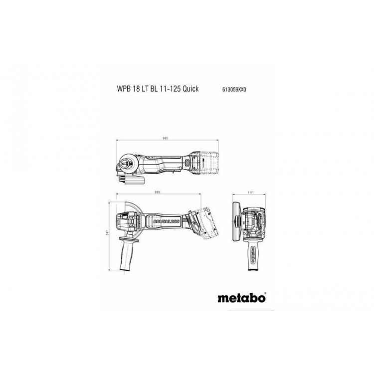Акумуляторна болгарка Metabo WPB 18 LT BL 11-125 Quick каркас в кейсі - фото 12