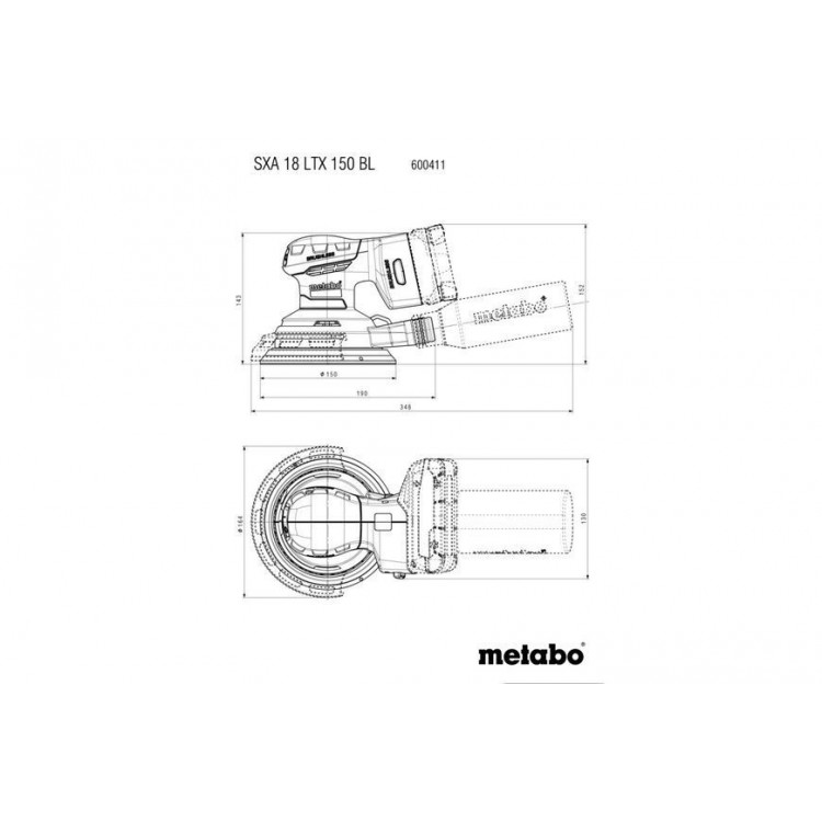 Акумуляторна ексцентрикова шліфувальна машина Metabo SXA 18 LTX 150 BL каркас в кейсі - фото 5
