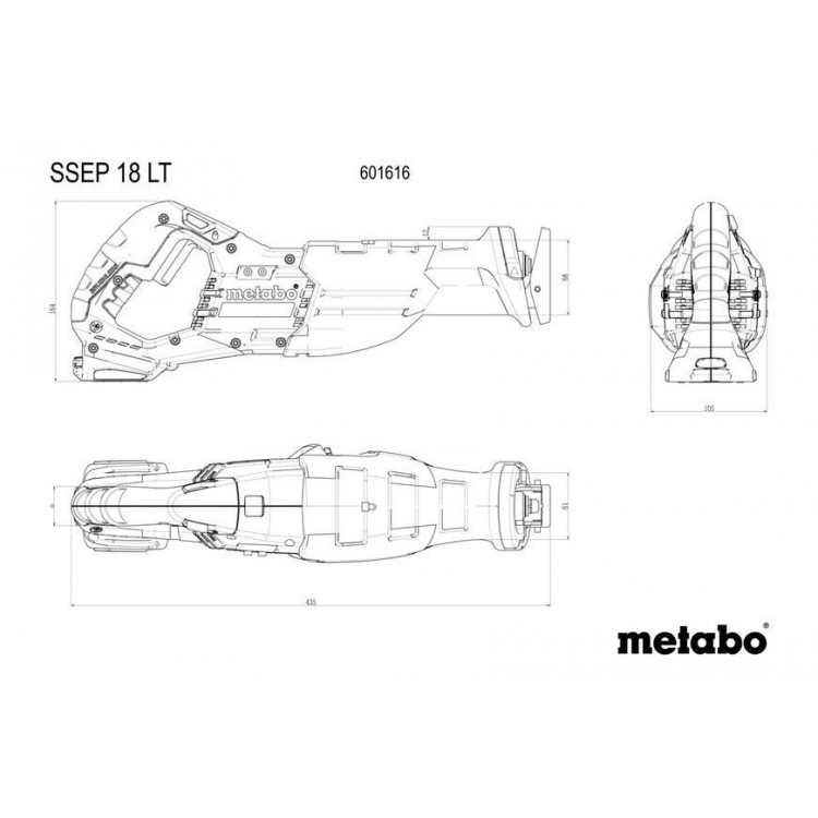 Акумуляторна шабельна пила Metabo SSEP 18 LT каркас - фото 4