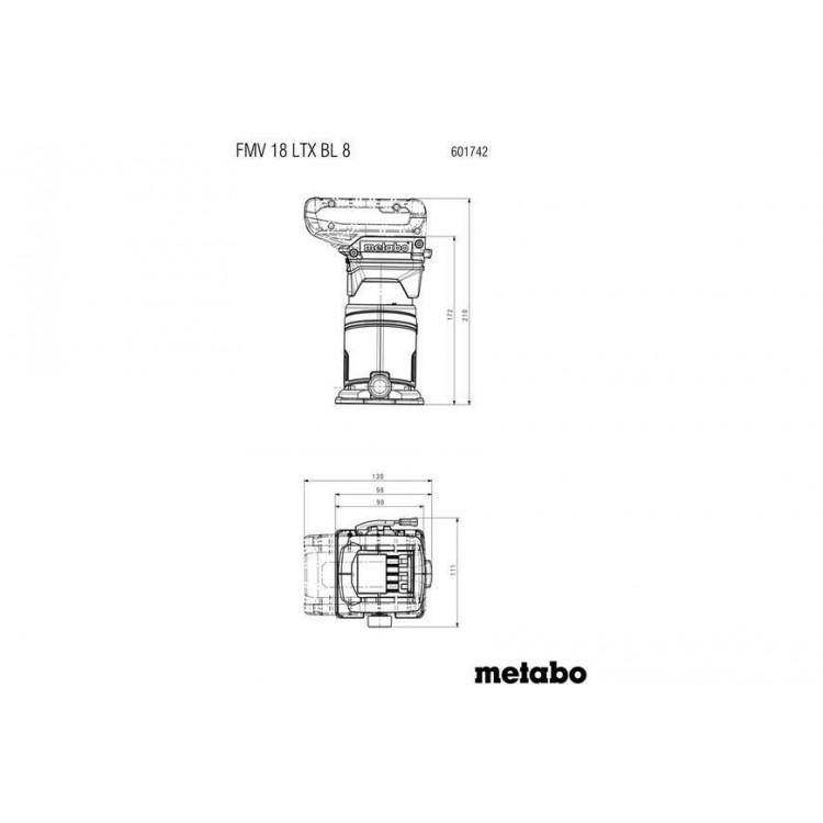 Акумуляторний кромковий фрезер Metabo FMV 18 LTX BL 8 каркас в кейсі - фото 8