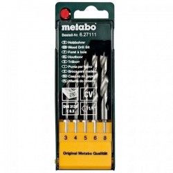 Набор сверл по дереву с шестигранным хвостовиком Metabo 5 штук