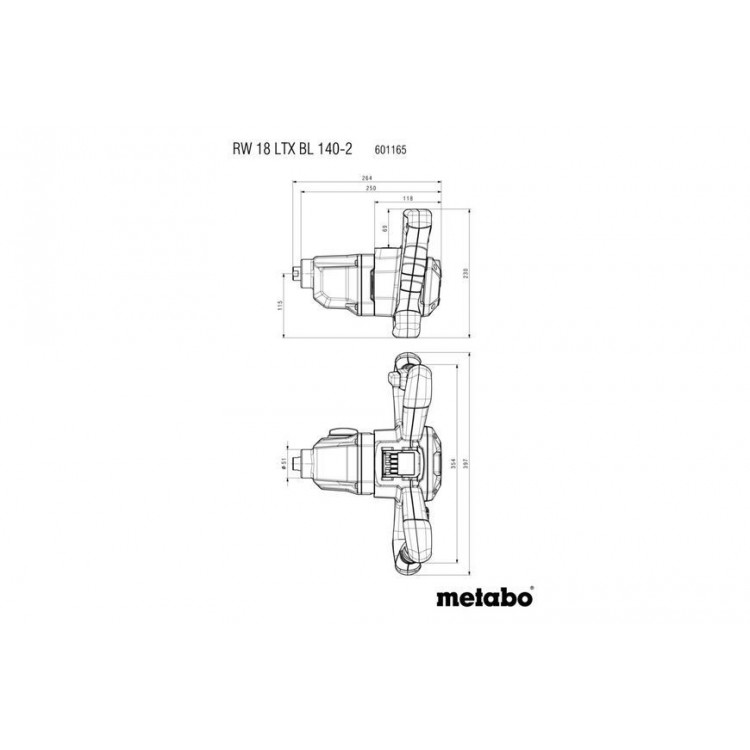 Акумуляторний будівельний міксер Metabo RW 18 LTX BL 140-2 каркас - фото 7