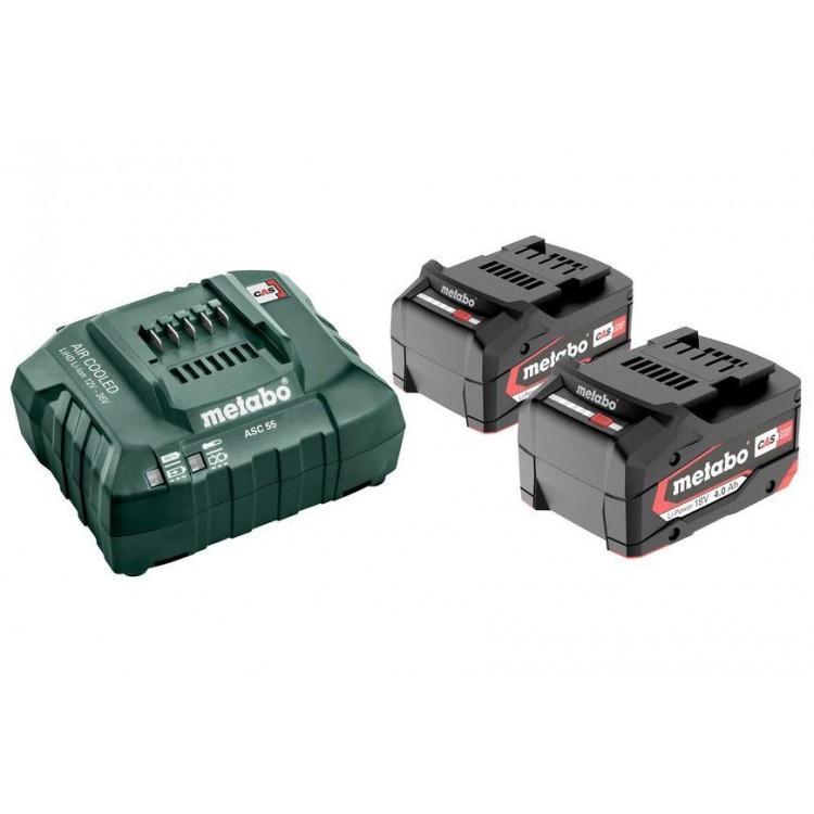 Комплект акумуляторних батарей Metabo Li-Power 18 В 2х4 Аг з зарядним пристроєм