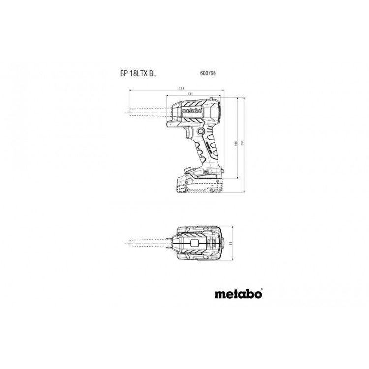 Акумуляторний продувний пістолет Metabo BP 18 LTX BL каркас - фото 8