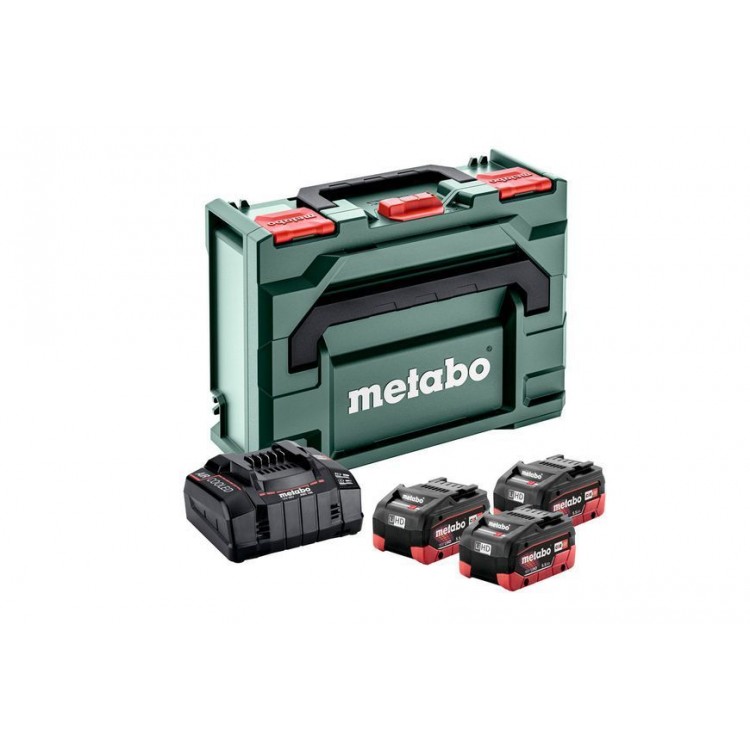 Комплект акумуляторних батарей Metabo LiHD 3х5.5 Аг 18 В з зарядним пристроєм в кейсі