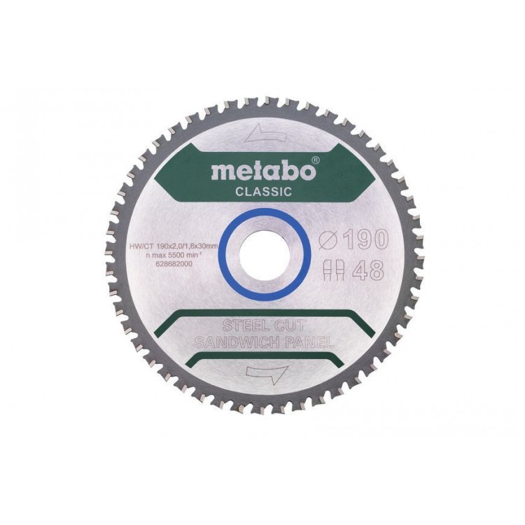 Пильный диск Metabo для сэндвич панелей 190x30x2, 48 зубьев
