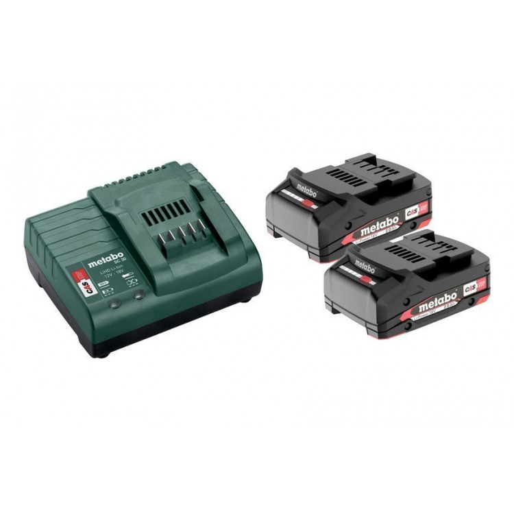 Комплект акумуляторних батарей Metabo Li-Power 18 В 2х2 Аг з зарядним пристроєм
