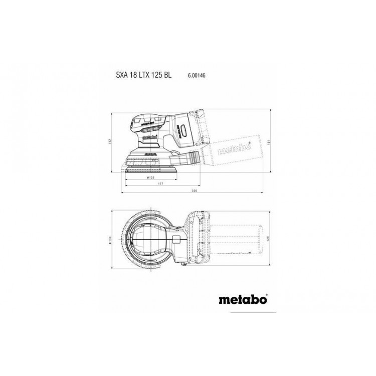 Акумуляторна ексцентрикова шліфувальна машина Metabo SXA 18 LTX 125 BL каркас - фото 3