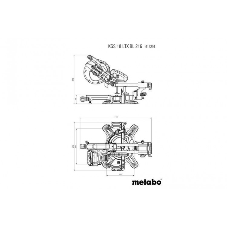 Акумуляторна торцювальна пила з протяжкою Metabo KGS 18 LTX BL 216 2х5.2 Аг - фото 8