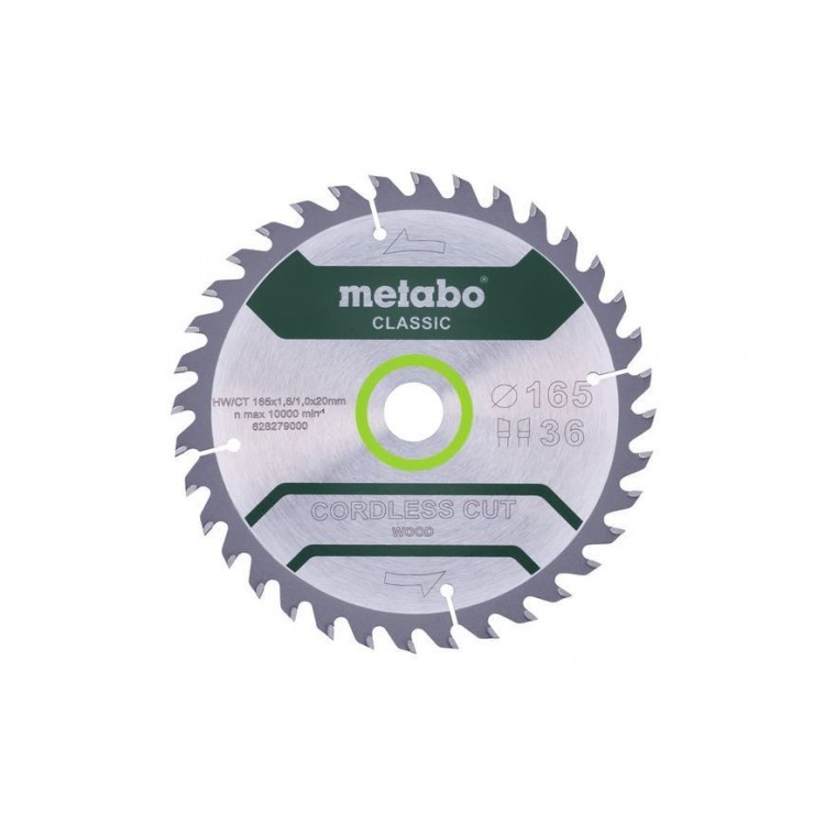 Пильный диск Metabo CORDLESS CUT, по дереву 165x20x1.6, 36 зубъев
